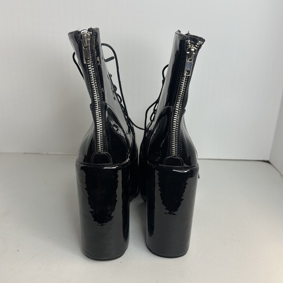 Lot 2085 ❤️NEW  Black Patent Platform Ankle Boots  size 38.5 - Picture 4 of 7